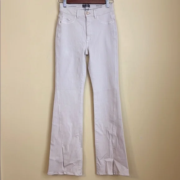 DL1961 Bridget Instasculpt High Rise Bootcut Hem Split Jeans Ecru Size 26 - Picture 3 of 17